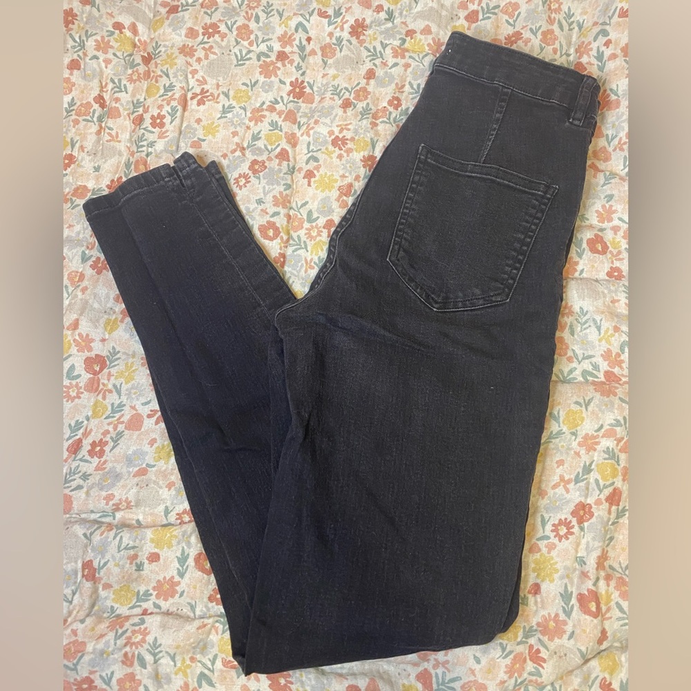 High waisted black denim